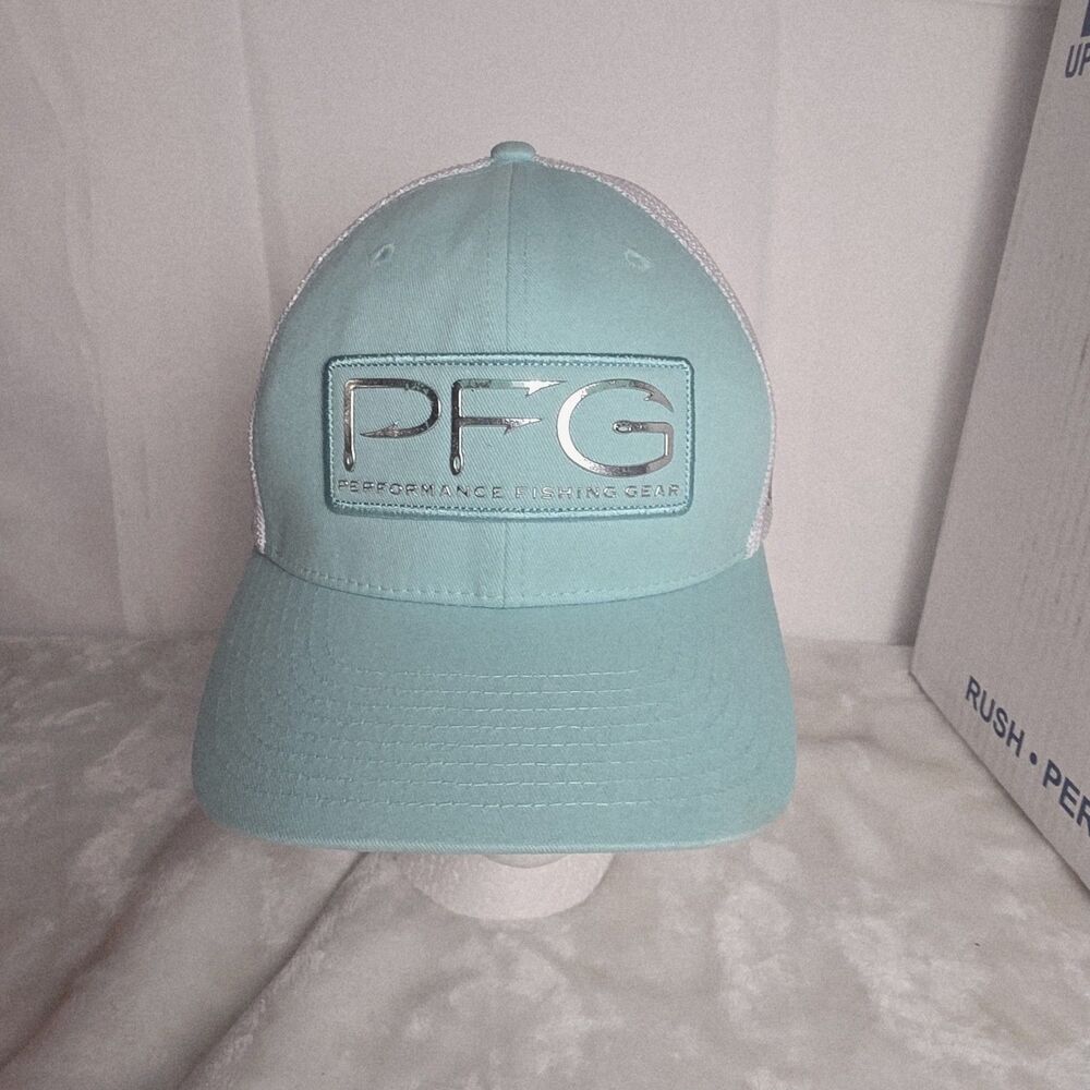 Columbia Hat Cap Fitted Adult One Size Blue White PFG Trucker‎ Fishing Mens